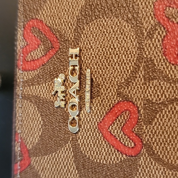 Coach Large Phone Wallet Wristlet Signature Canvas Monogram Crayon Hearts - Picture 11 of 16